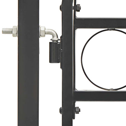 Cancello per recinzione ASSEN con parte superiore ad arco in acciaio 102x150 cm Nero | homemem39