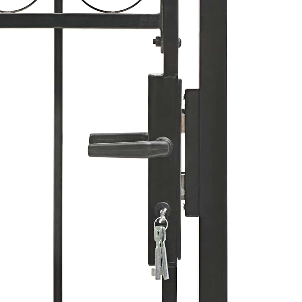 Cancello per recinzione ASSEN con parte superiore ad arco in acciaio 102x150 cm Nero | homemem39
