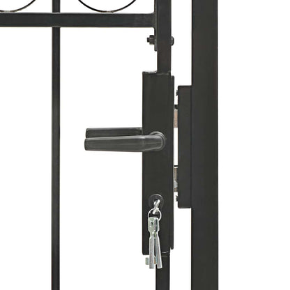 Cancello per recinzione ASSEN con parte superiore ad arco in acciaio 102x150 cm Nero | homemem39