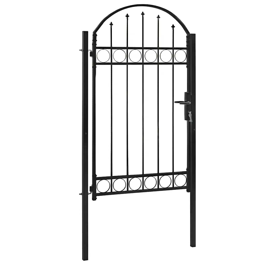 Cancello per recinzione ASSEN con parte superiore ad arco in acciaio 102x175 cm Nero | homemem39