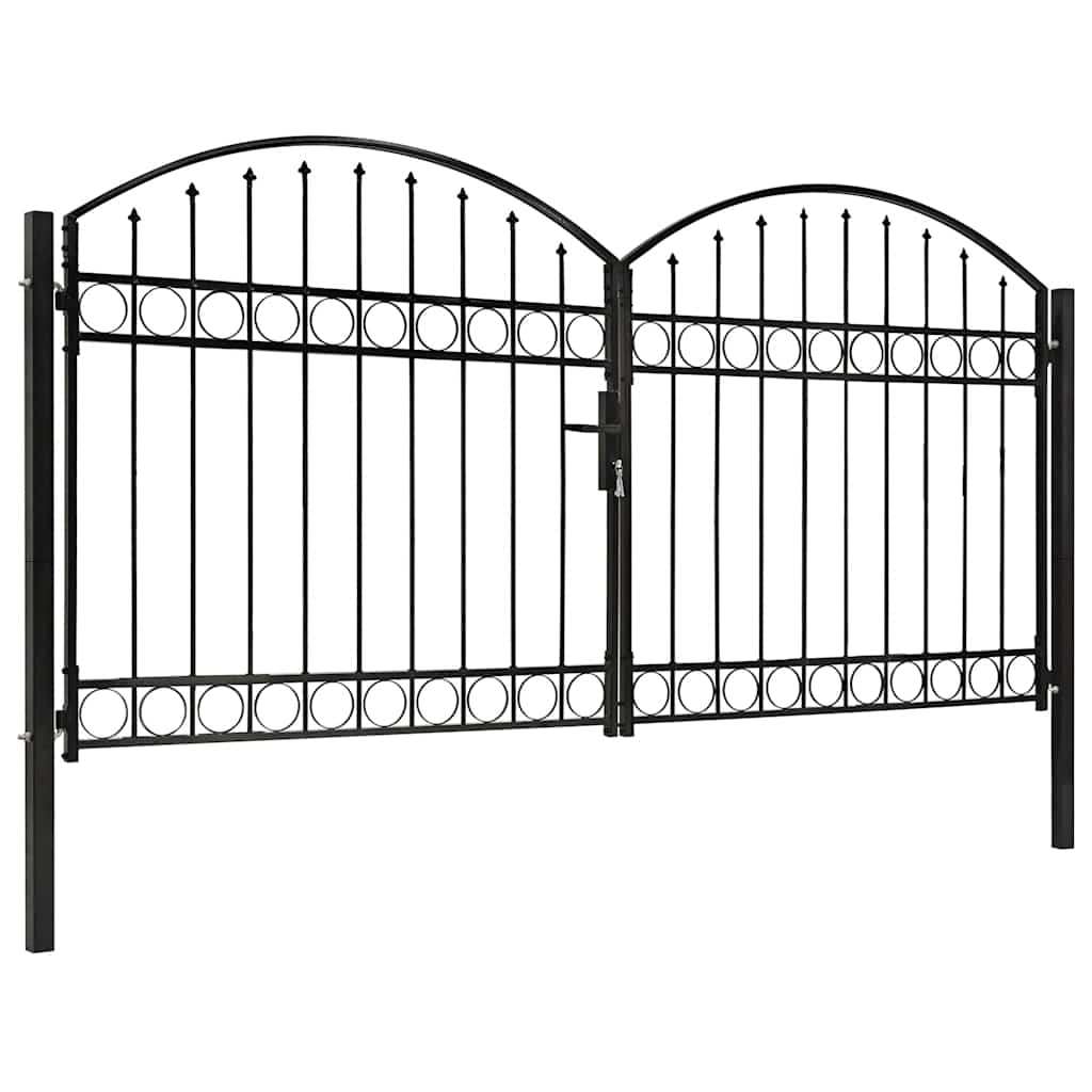 Cancello per recinzione ASSEN a doppia anta con parte superiore ad arco in acciaio 300x125 cm