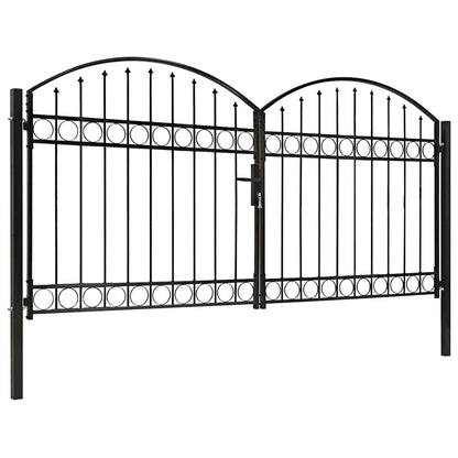 Cancello per recinzione ASSEN a doppia anta con parte superiore ad arco in acciaio 300x125 cm