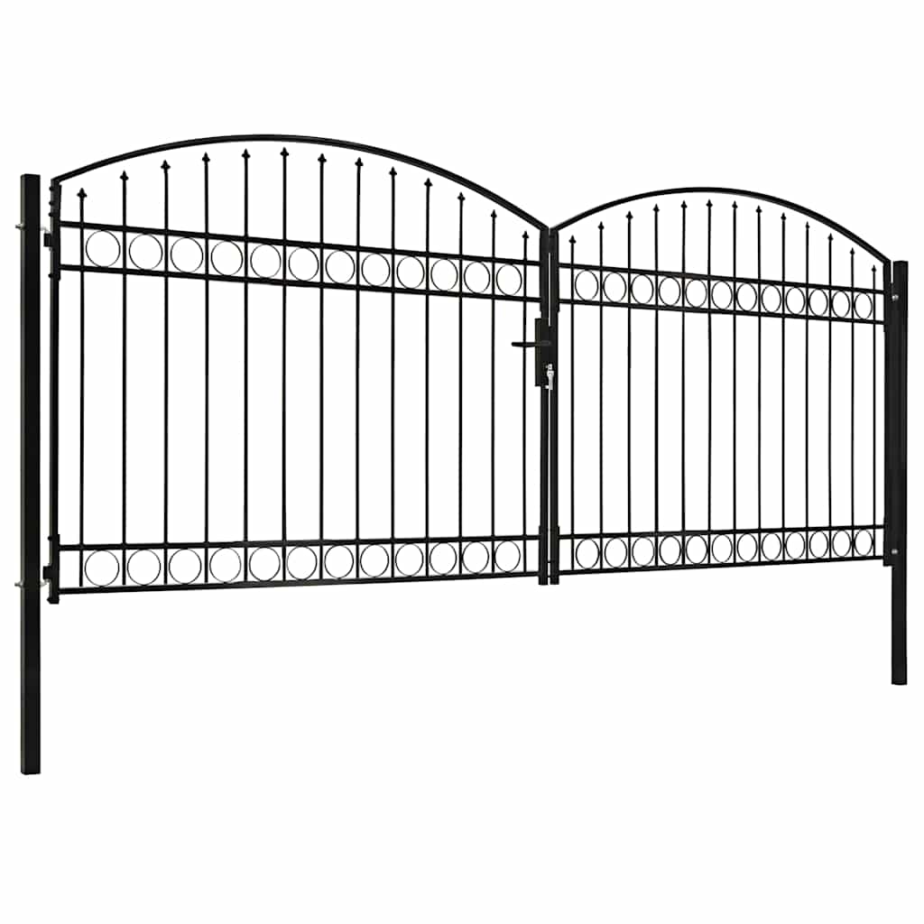Cancello per recinzione ASSEN a doppia anta con parte superiore ad arco in acciaio 400x175 cm | homemem39