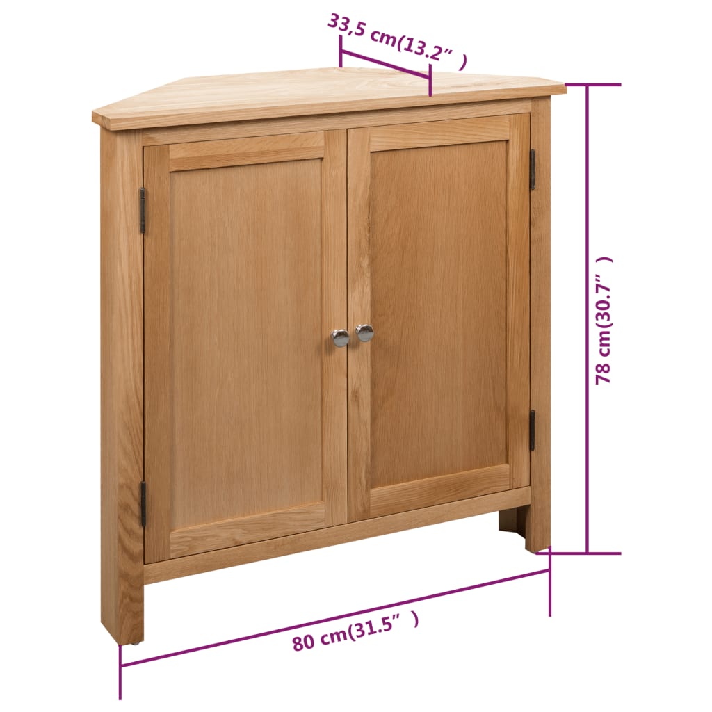 Armadietto ad Angolo 80x33,5x78 cm in Massello di Rovere | homemem39