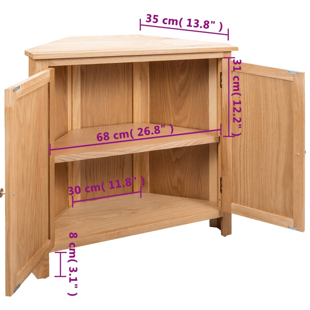 Armadietto ad Angolo 80x33,5x78 cm in Massello di Rovere | homemem39