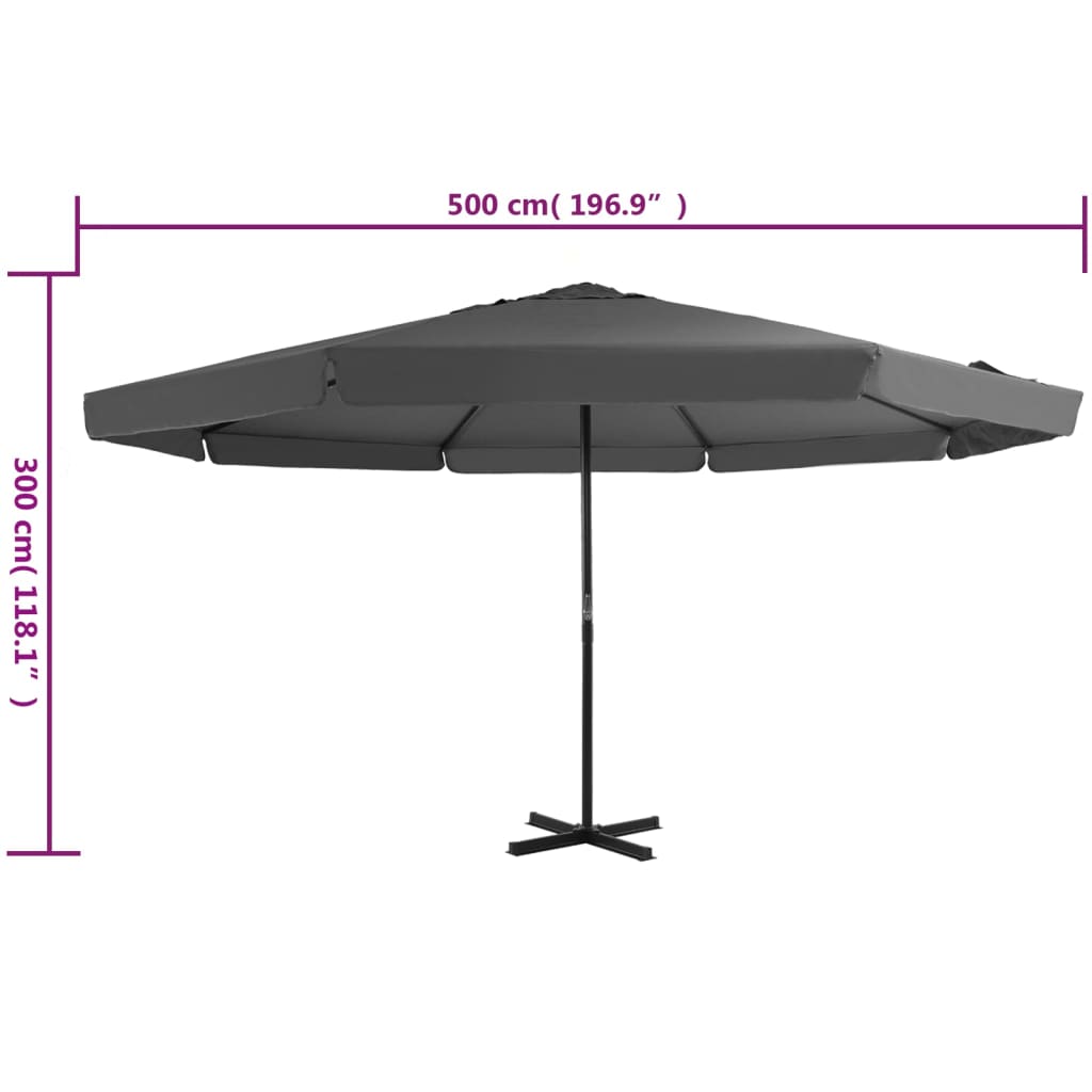 Ombrellone da Esterni con Palo in Alluminio 500 cm Antracite | homemem39