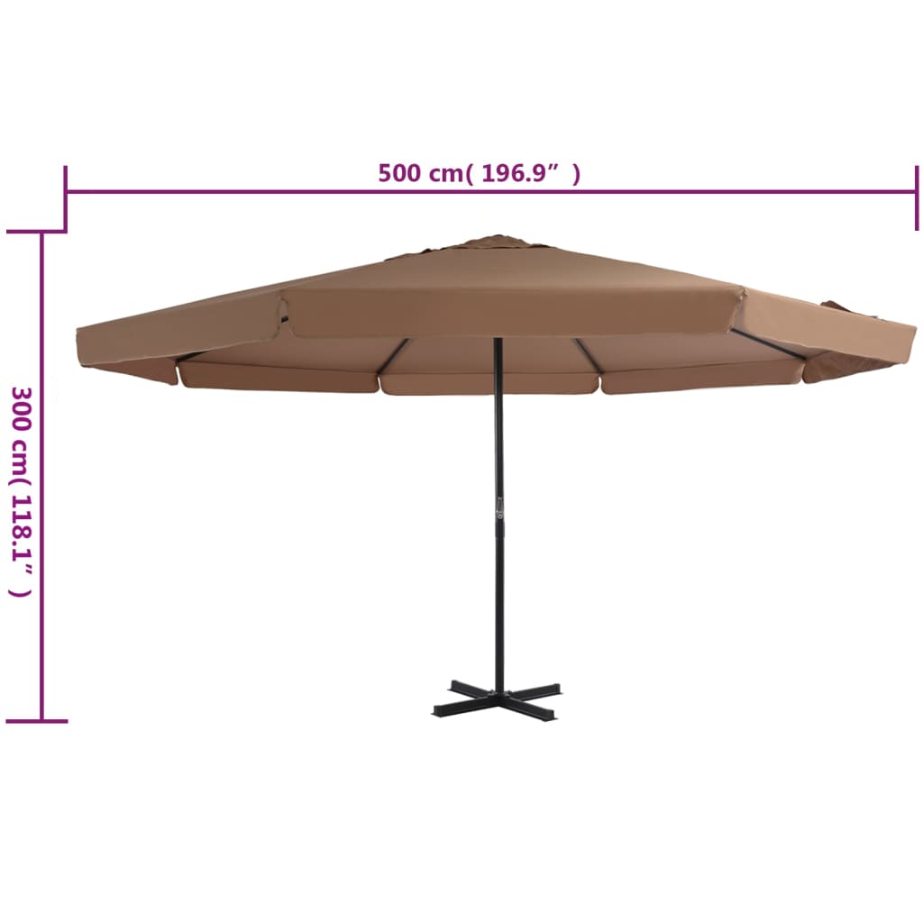 Ombrellone da Esterni con Palo in Alluminio 500 cm Grigio Talpa | homemem39