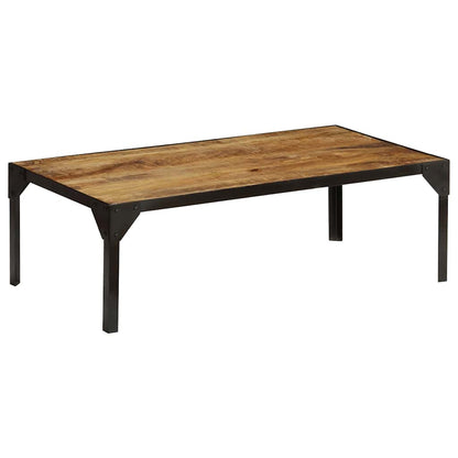 Tavolino da Salotto in Legno Massello di Mango e Acciaio 110 cm