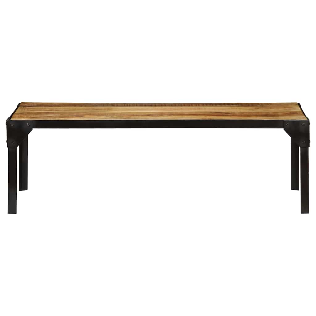 Tavolino da Salotto in Legno Massello di Mango e Acciaio 110 cm
