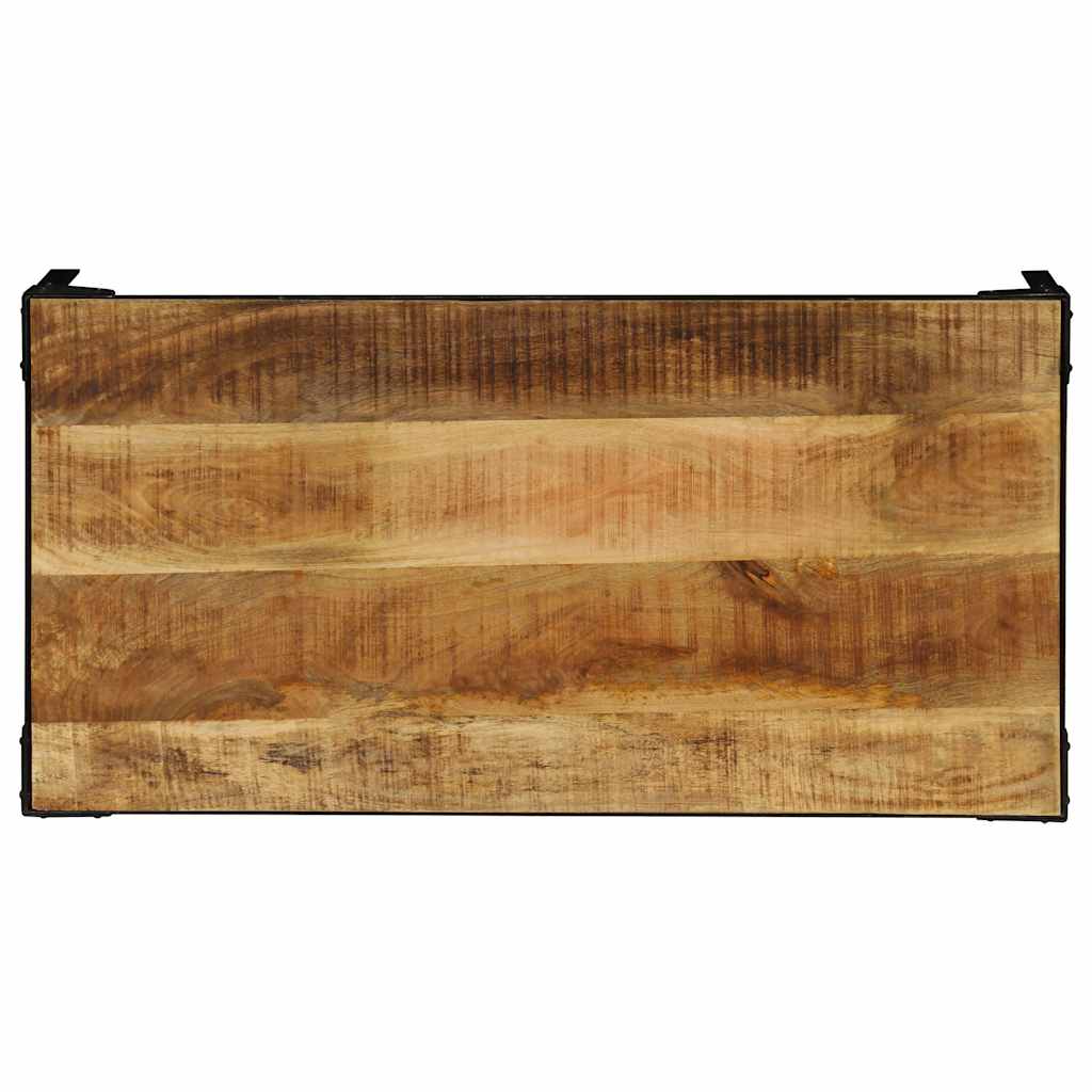 Tavolino da Salotto in Legno Massello di Mango e Acciaio 110 cm