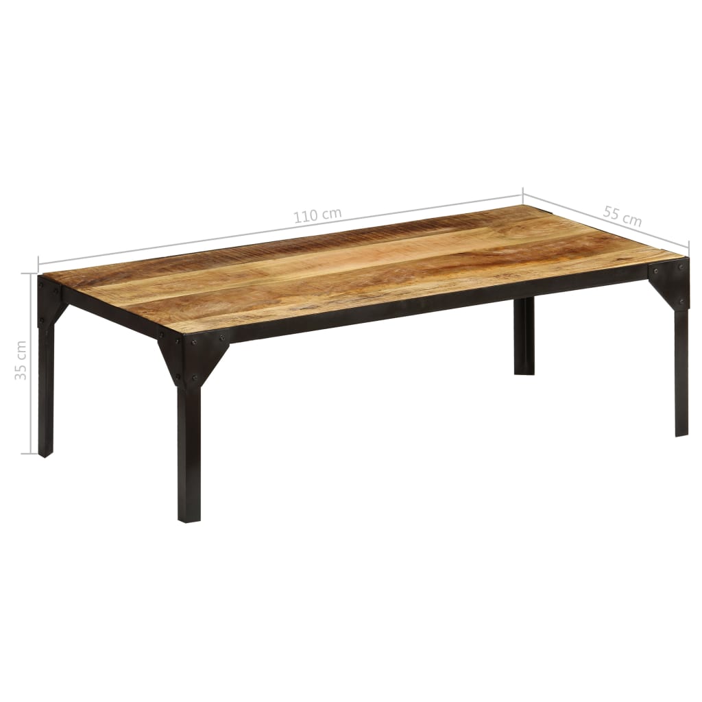Tavolino da Salotto in Legno Massello di Mango e Acciaio 110 cm | homemem39