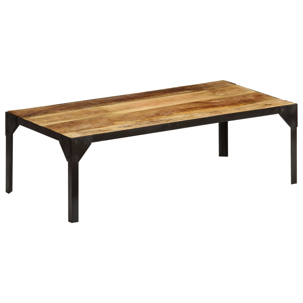 Tavolino da Salotto in Legno Massello di Mango e Acciaio 110 cm | homemem39
