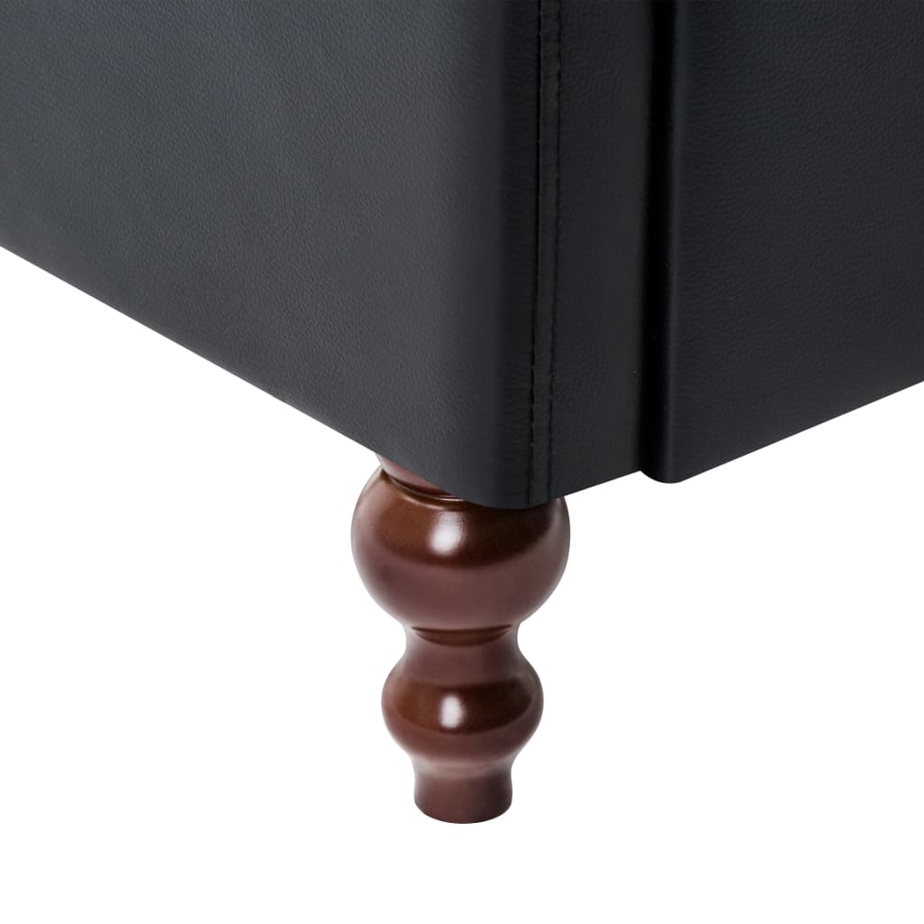 Divano Chesterfield a 3 Posti Rivestito in Similpelle Nero | homemem39