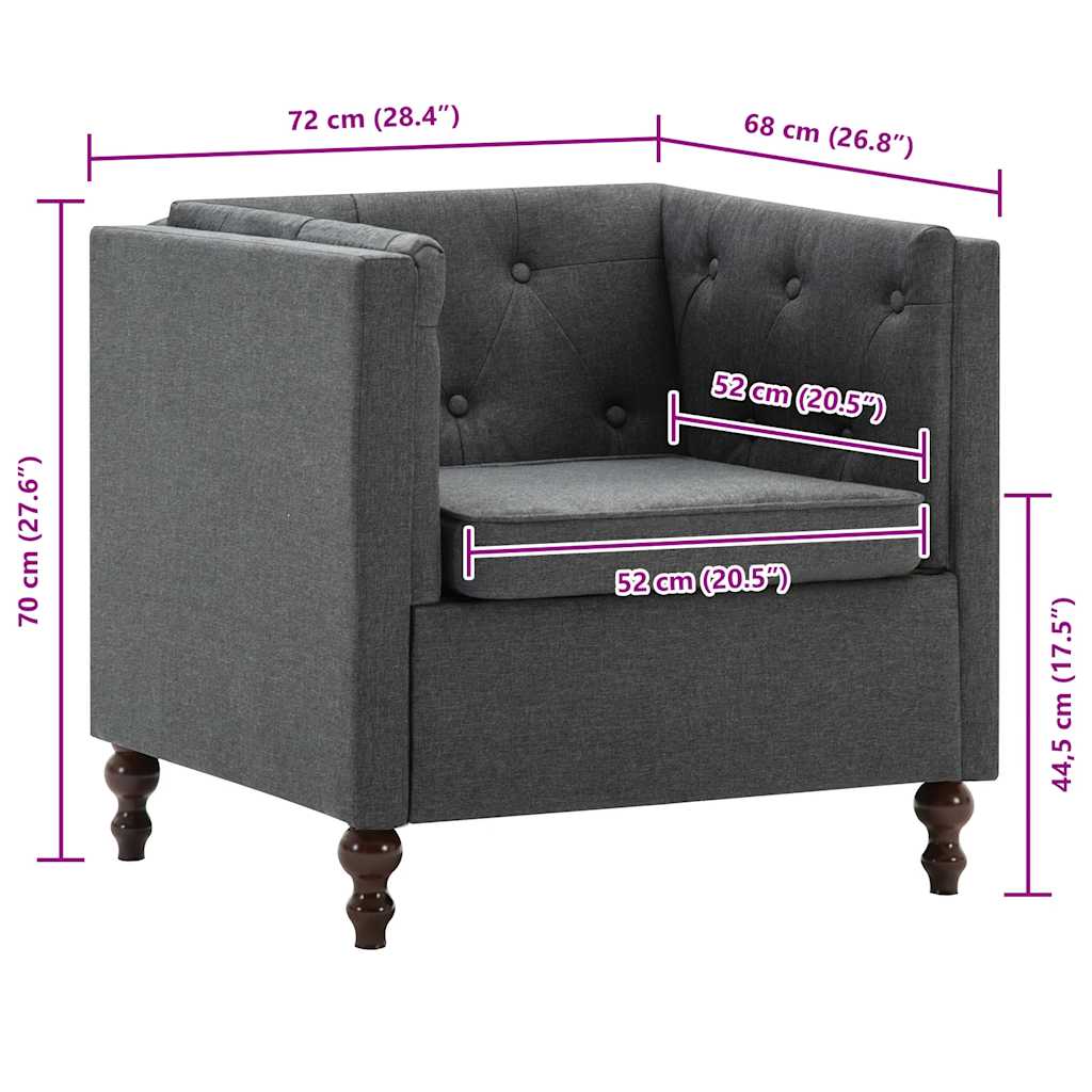 Poltrona Grigio Scuro in Tessuto - homemem39