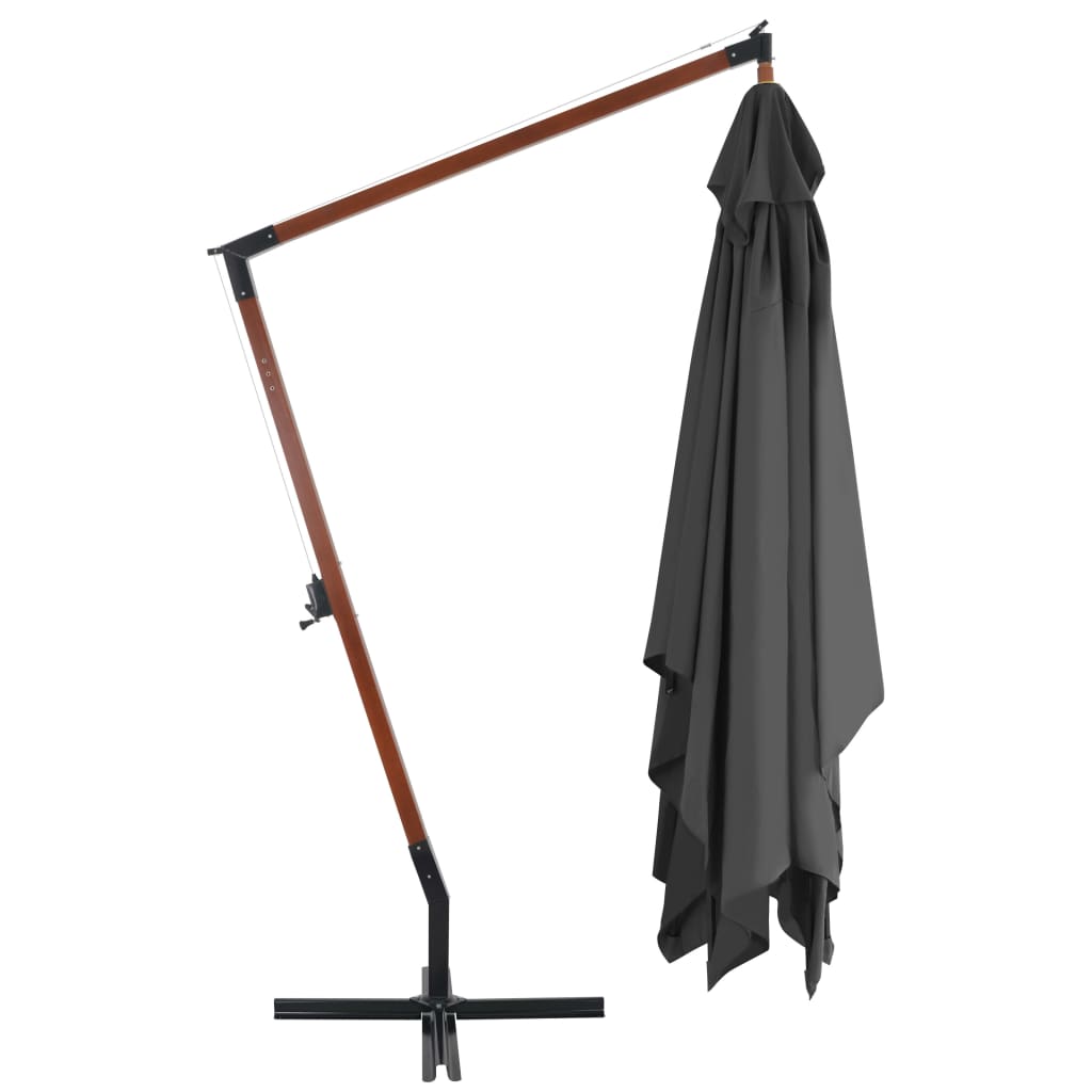 Ombrellone a Sbalzo con Palo in Legno 400x300 cm Antracite | homemem39