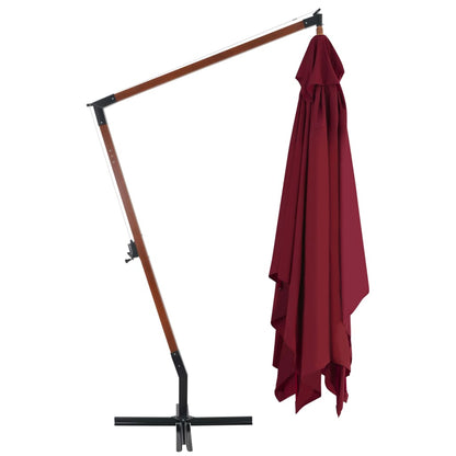 Ombrellone a Sbalzo con Palo in Legno 400x300 cm Rosso Bordeaux | homemem39