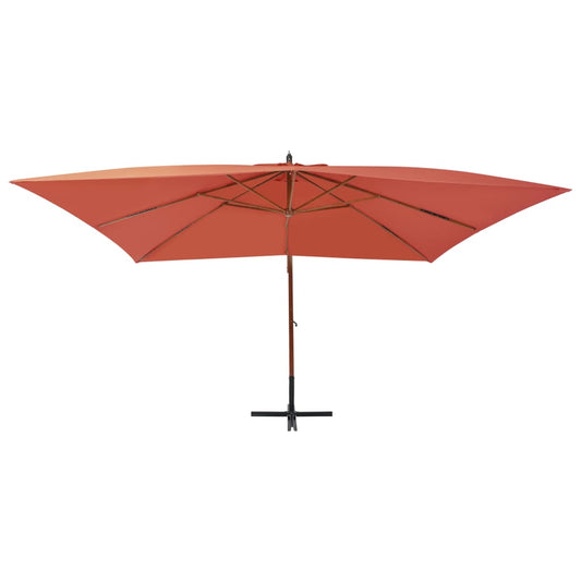 Ombrellone a Sbalzo con Palo in Legno 400x300 cm Terracotta | homemem39