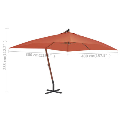 Ombrellone a Sbalzo con Palo in Legno 400x300 cm Terracotta | homemem39