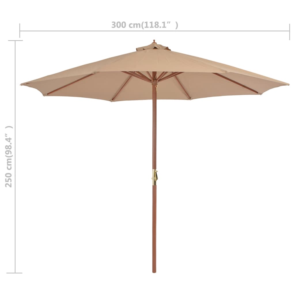 Ombrellone da Esterni con Palo in Legno 300 cm Grigio Talpa | homemem39