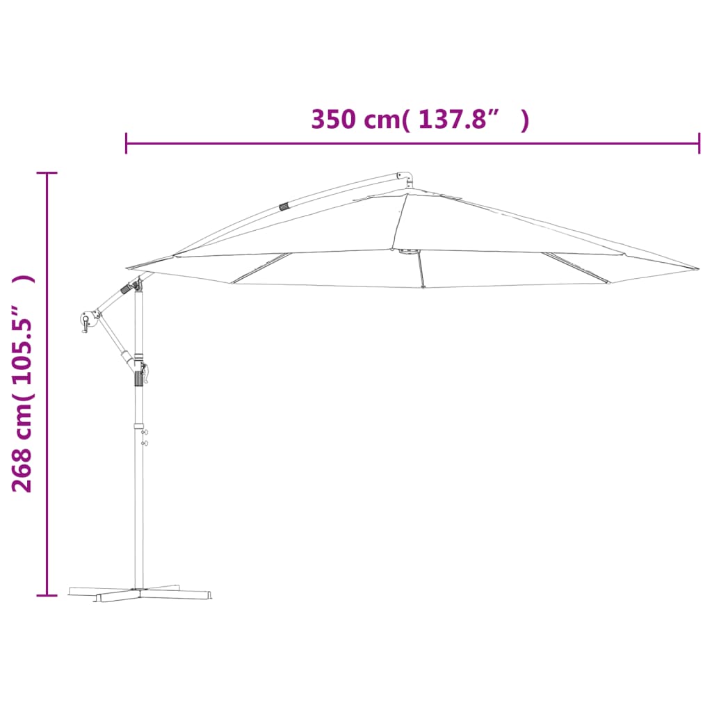 Ombrellone a Sbalzo Palo in Alluminio 350 cm Antracite