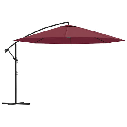 Ombrellone a Sbalzo Palo in Acciaio 350 cm Rosso Bordeaux | homemem39