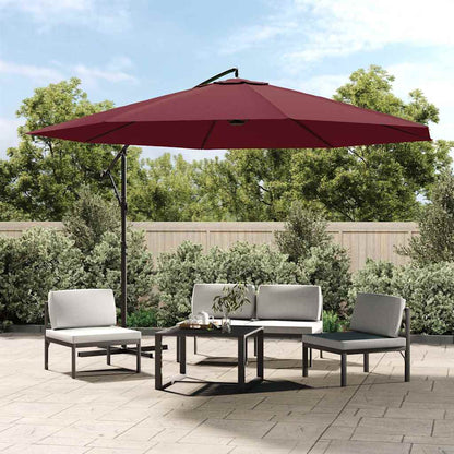 Ombrellone a Sbalzo Palo in Acciaio 350 cm Rosso Bordeaux | homemem39