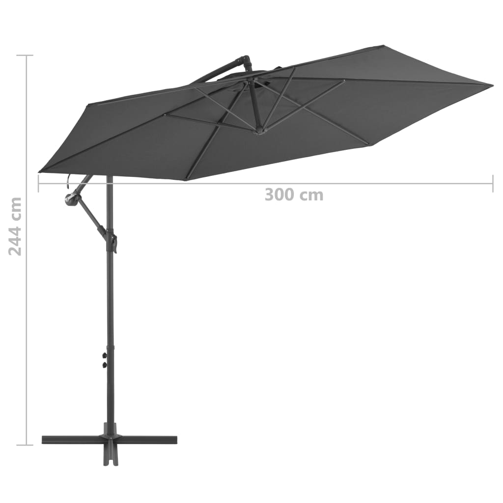 Ombrellone a Sbalzo Palo in Alluminio 300 cm Antracite | homemem39