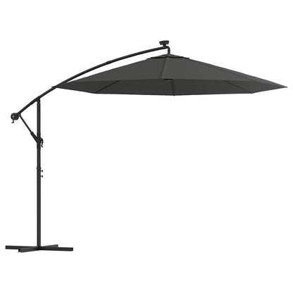 Ombrellone a Sbalzo con LED e Palo in Acciaio 300 cm Antracite | homemem39