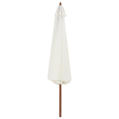 Ombrellone da Esterni con Palo in Legno 350 cm Bianco Sabbia