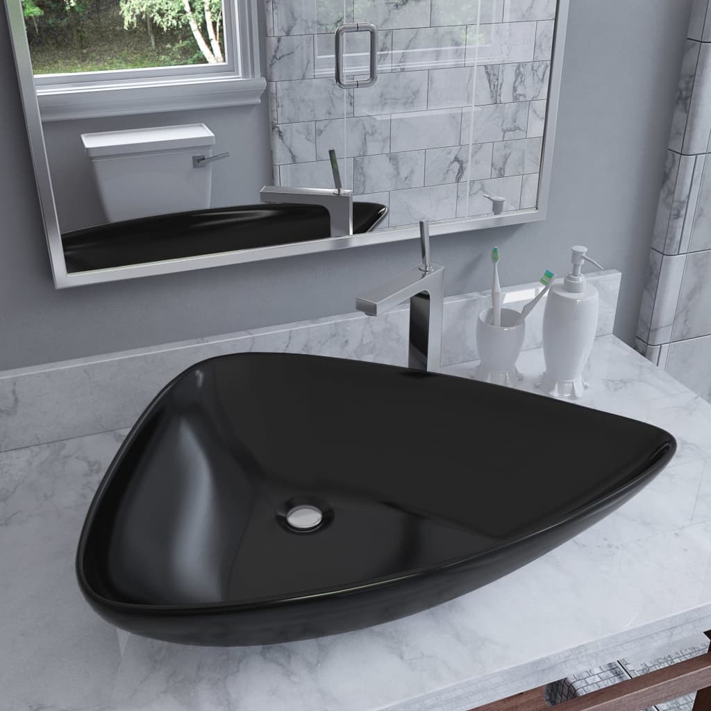 Triangular Black Ceramic Sink 645x455x115 mm