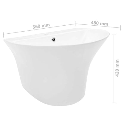 Lavabo Bianco 56 x 48 x 42 cm Ceramica Smaltata