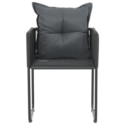 Sedie da Esterno 2 pz con Cuscini in Polyrattan Nere