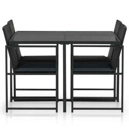Set da Pranzo da Giardino 5 pz con Cuscini in Polyrattan Nero