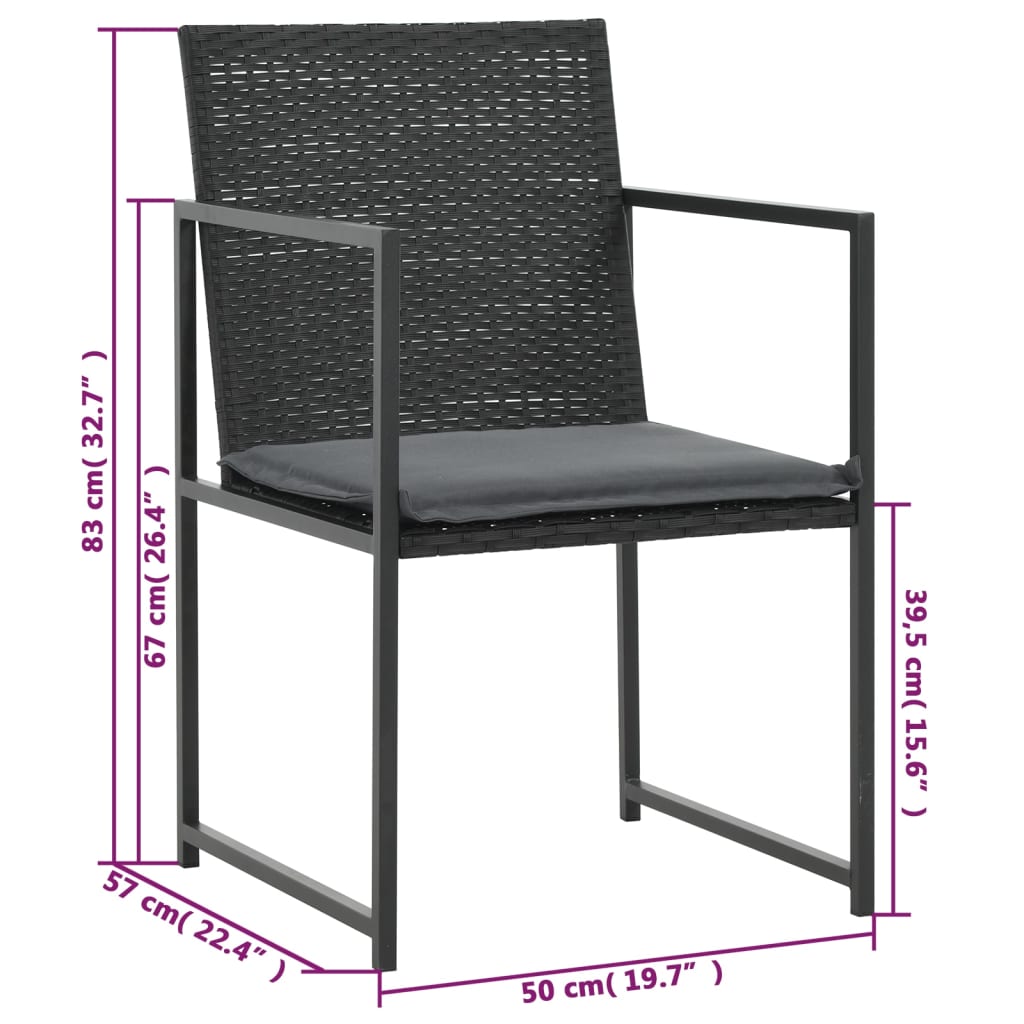 Set da Pranzo da Giardino 5 pz con Cuscini in Polyrattan Nero | homemem39