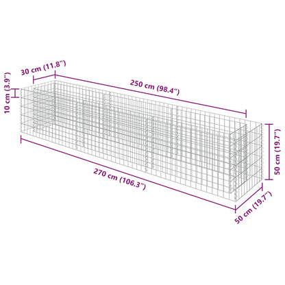 Gabbione Letto Rialzato in Acciaio Zincato 270x50x50 cm - homemem39