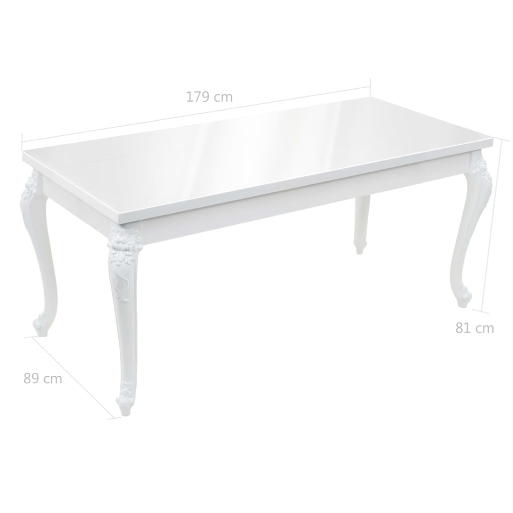 Tavolo da Pranzo 179x89x81 cm Bianco Lucido - homemem39