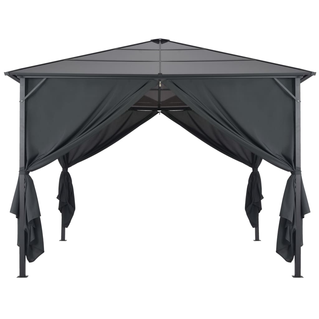 Gazebo con Tende in Alluminio 3x3 m Nero | homemem39