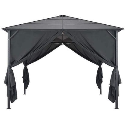 Gazebo con Tende in Alluminio 3x3 m Nero