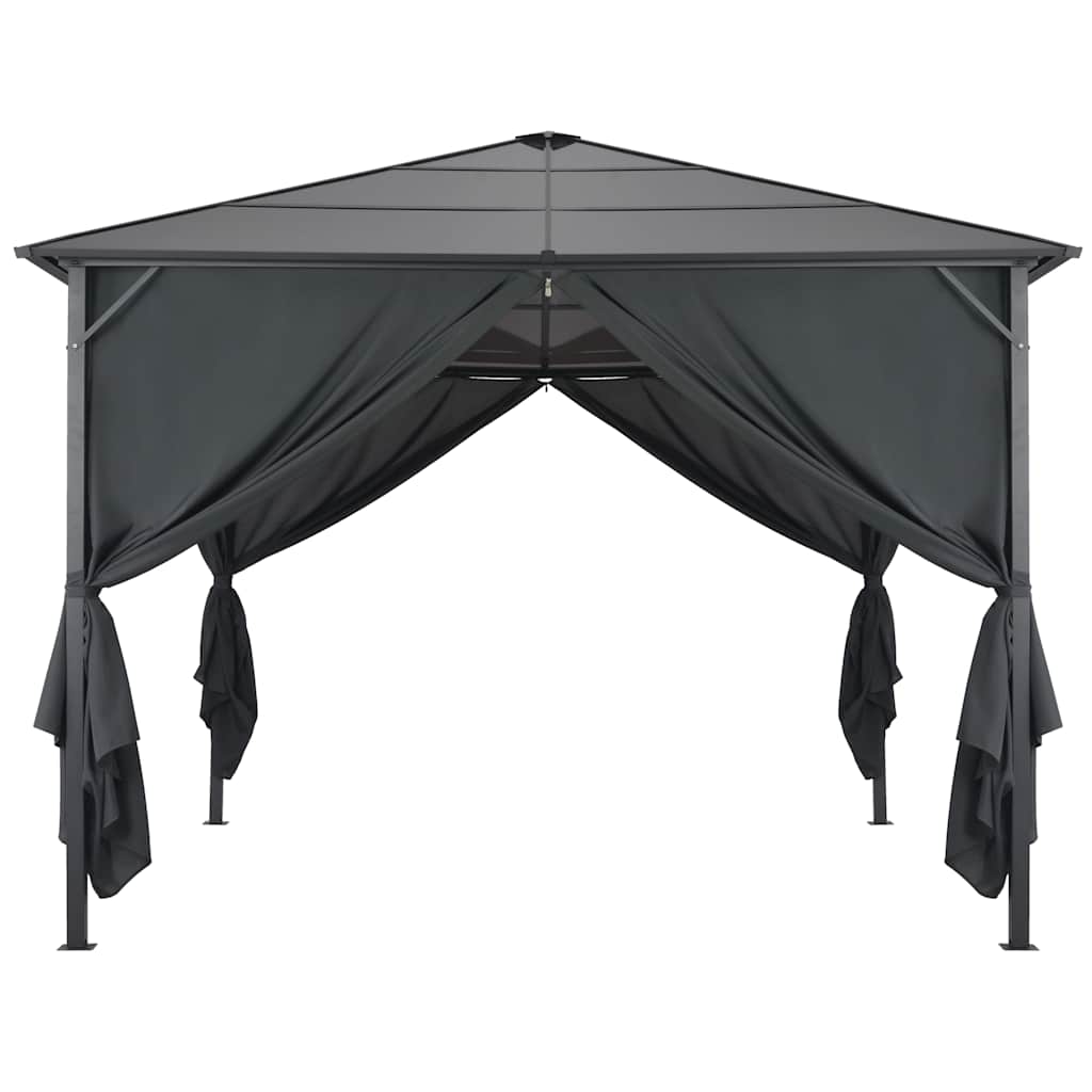 Gazebo con Tende in Alluminio 3x3 m Nero