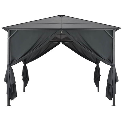 Gazebo con Tende in Alluminio 3x3 m Nero
