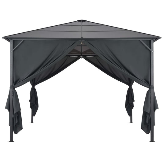 Gazebo con Tende in Alluminio 3x3 m Nero - homemem39