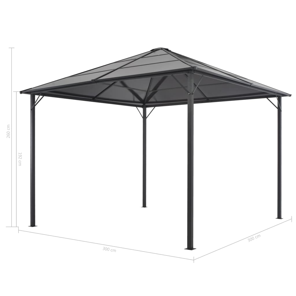 Gazebo con Tettuccio in Alluminio 3x3 m Antracite | homemem39