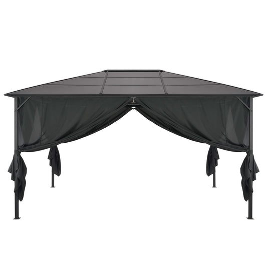 Gazebo con Tende in Alluminio 4x3x2,6 m Nero - homemem39