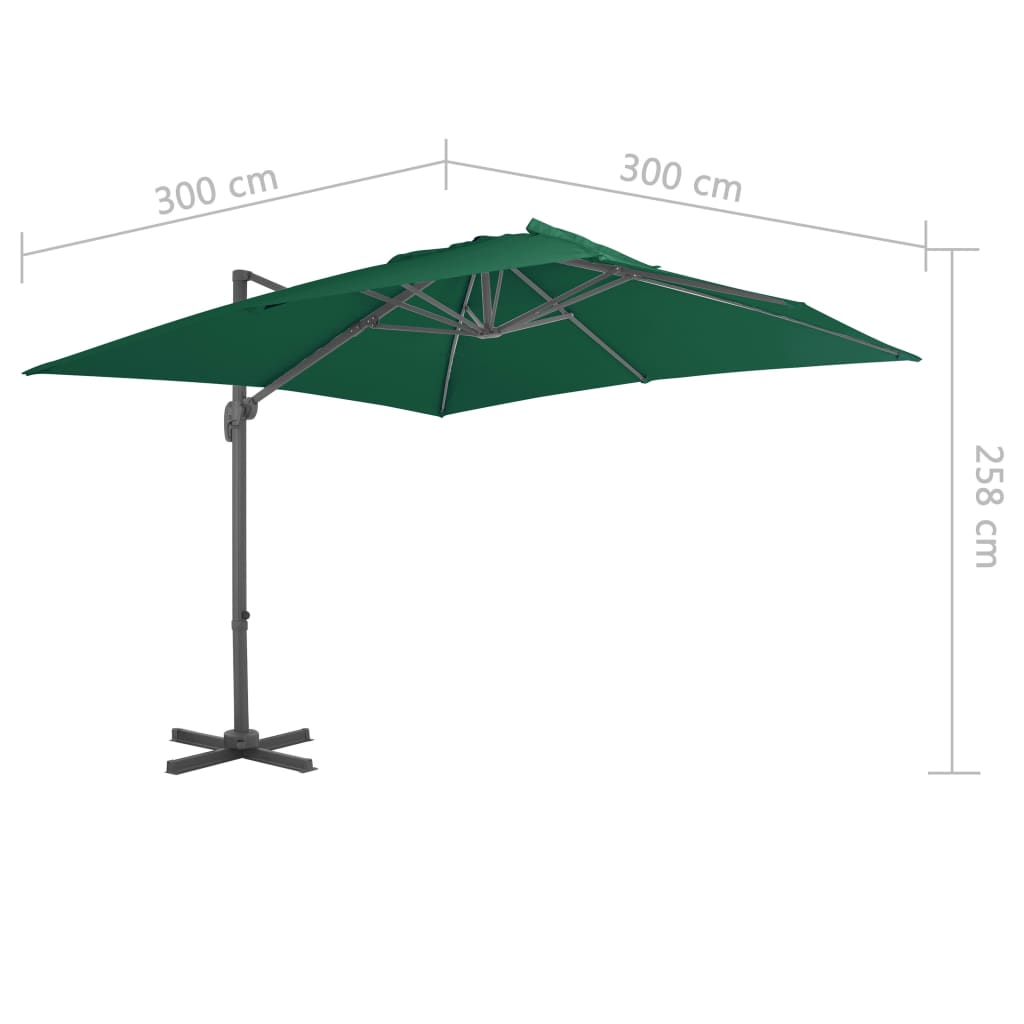 Ombrellone a Sbalzo con Palo in Alluminio 300x300 cm Verde - homemem39