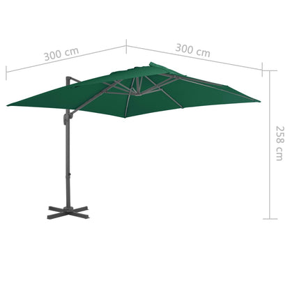 Ombrellone a Sbalzo con Palo in Alluminio 300x300 cm Verde - homemem39