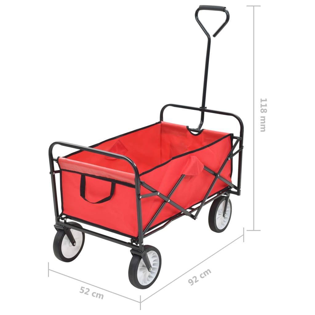 Carrello Pieghevole a Mano in Acciaio Rosso - homemem39