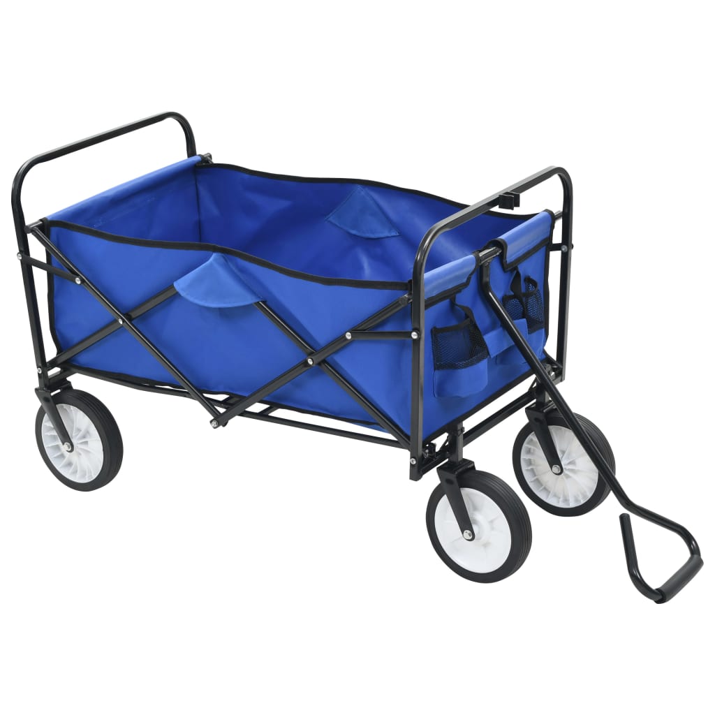 Carrello Pieghevole a Mano in Acciaio Blu - homemem39
