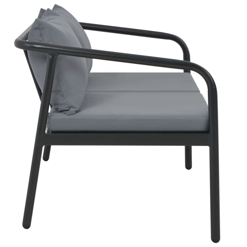 Divano da Giardino a 2 Posti con Cuscini Grigio in Alluminio | homemem39