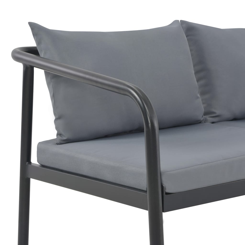 Divano da Giardino a 2 Posti con Cuscini Grigio in Alluminio | homemem39