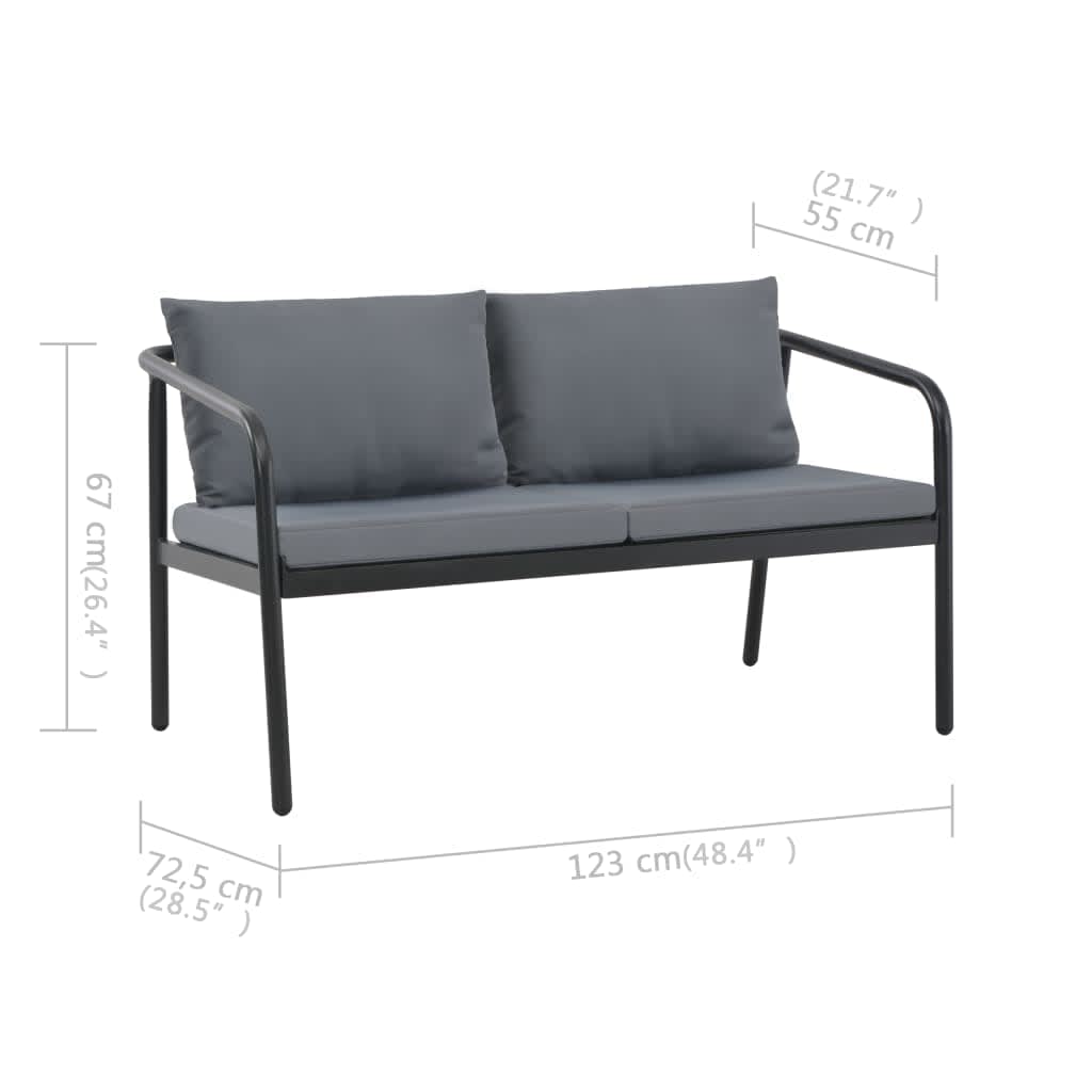 Divano da Giardino a 2 Posti con Cuscini Grigio in Alluminio | homemem39